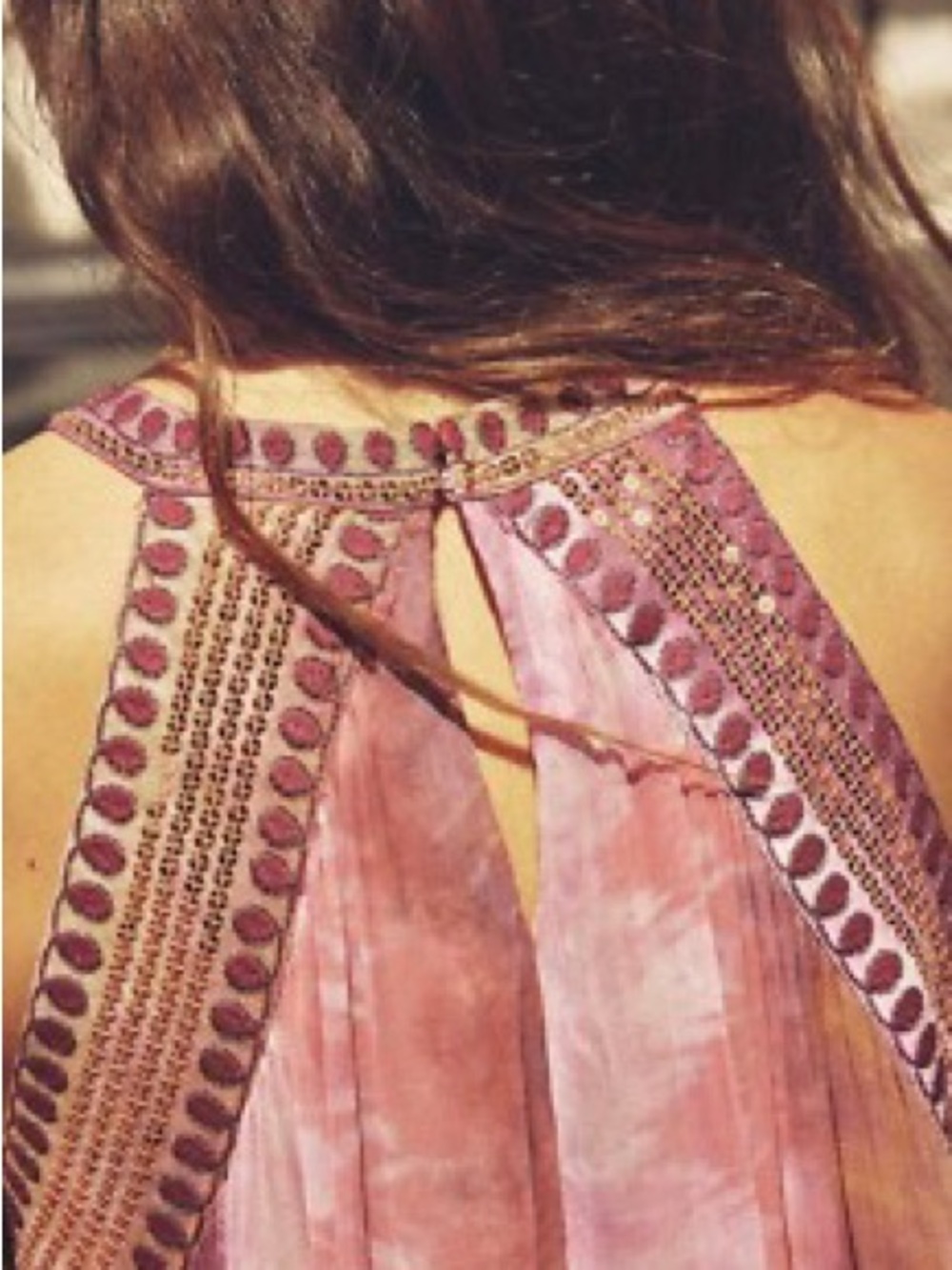 Zara Pink and Brown Halter Maxi Dress - Picture 3 of 6
